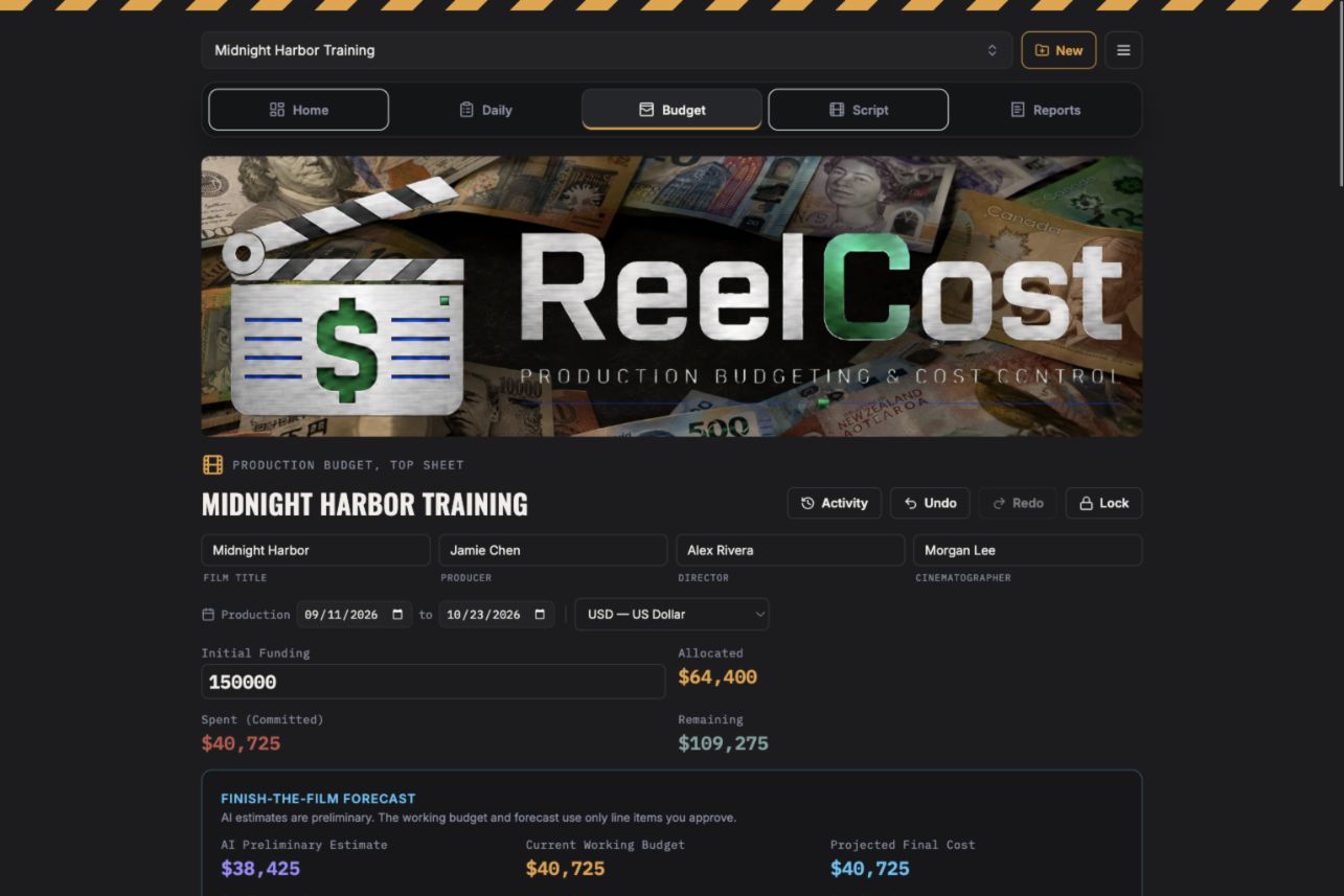 ReelCost budget allocation summary